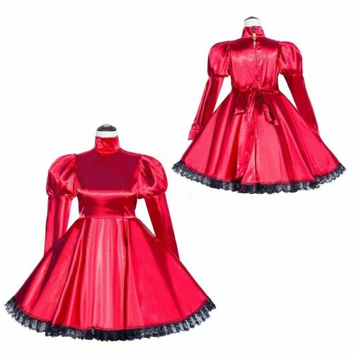 Sissy girl maid red satin - sissy,