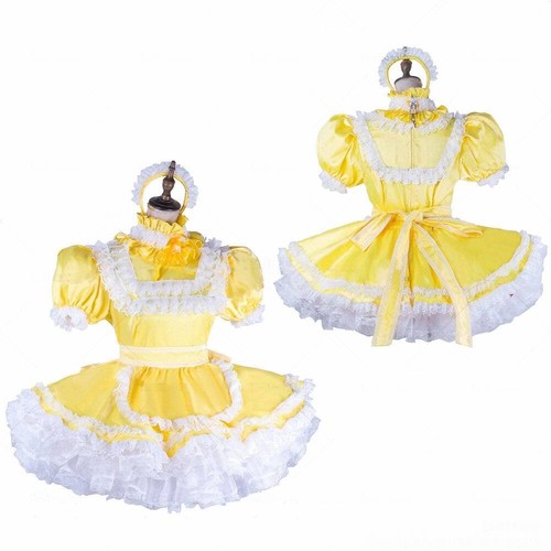 Sissy girl maid yellow - sissy, satin