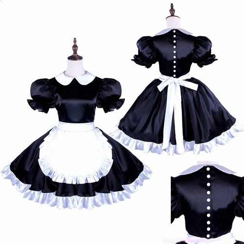 Sissy maid girl black satin - maid,