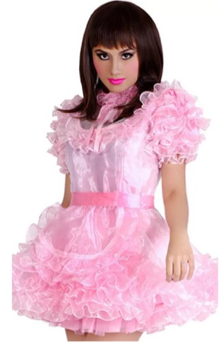Maid sissy girl pink - girl, satin
