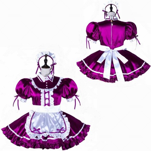 Sissy girl maid purple - maid, satin